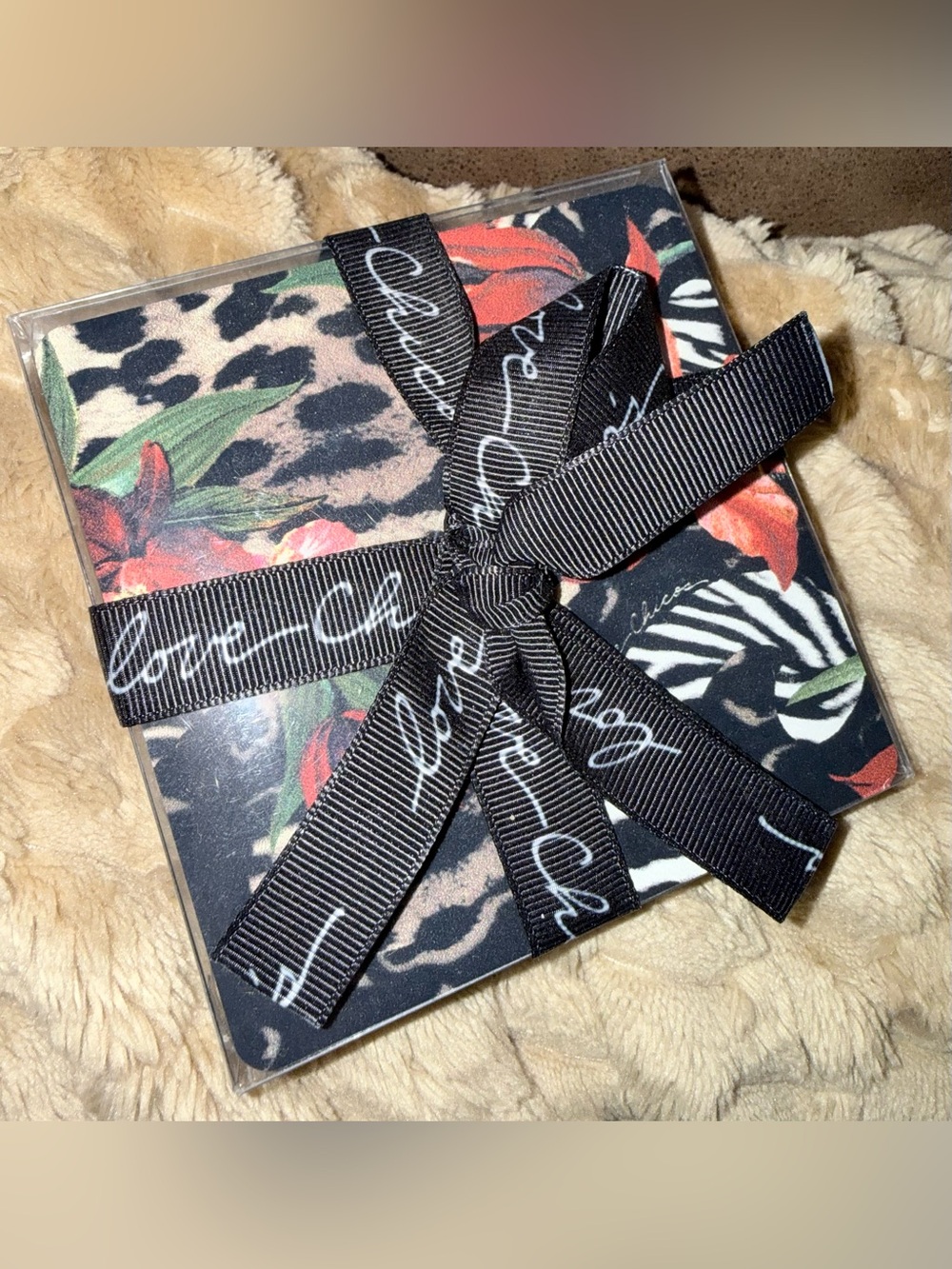 Chico’s Coasters Set of Four Animal Print and Flowers